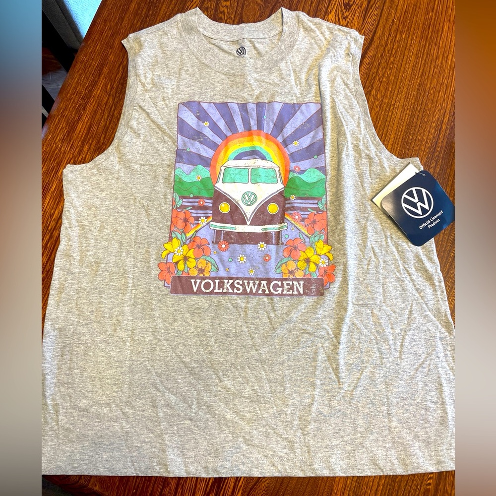 NWT Volkswagen Sleeveless Graphic T Shirt Womens, Grey XXL